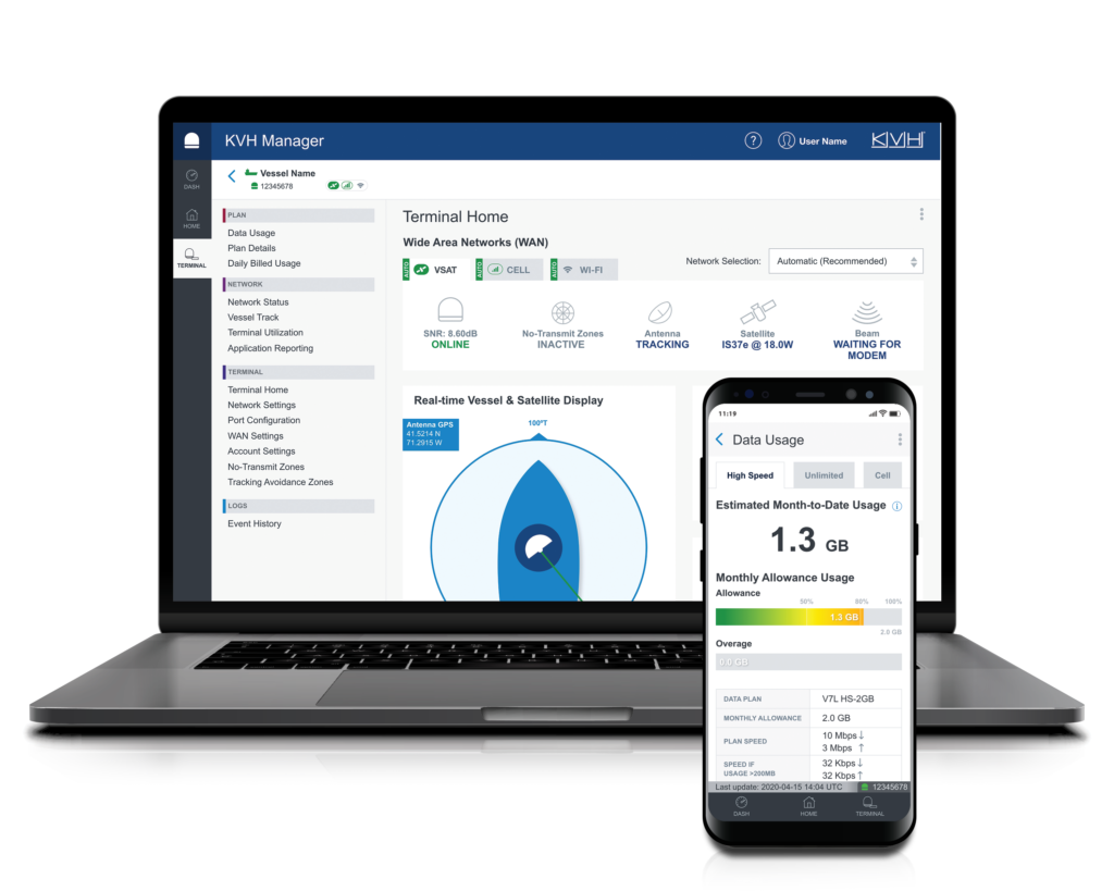 Nueva red híbrida KVH ONE y terminales de KVH Panorama Náutico