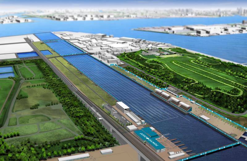 panorama náutico, Canal de Remo olímpico, Tokio 2020